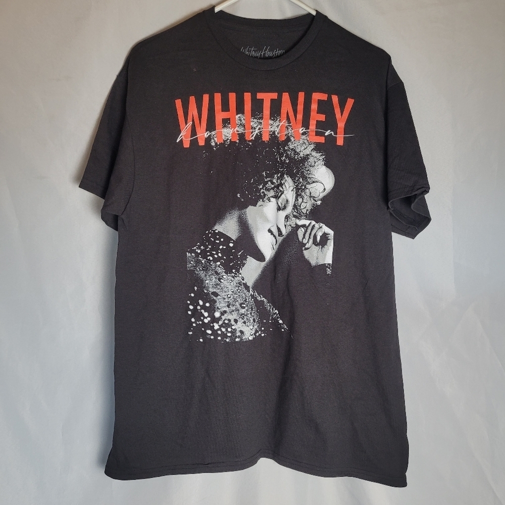 Whitney Houston Graphic Black Tee Unisex Size Large 100% Cotton
